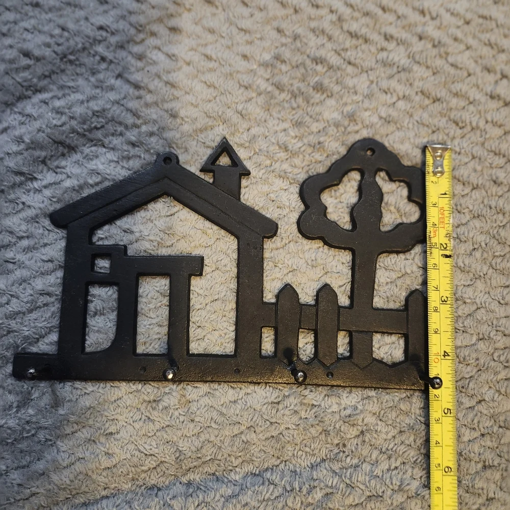 Vintage Black Metal Wall Hook Or Key Holder Decor